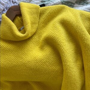 Weekday Bright Yellow folded turtleneck sweater